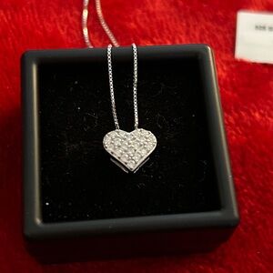 Luxury‎ Moissanite 925 Sterling silver heart pendant RP necklace